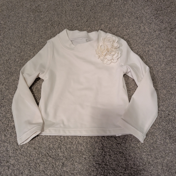 Janie and Jack White Swim Top with Floral Detail - Picture 2 of 5